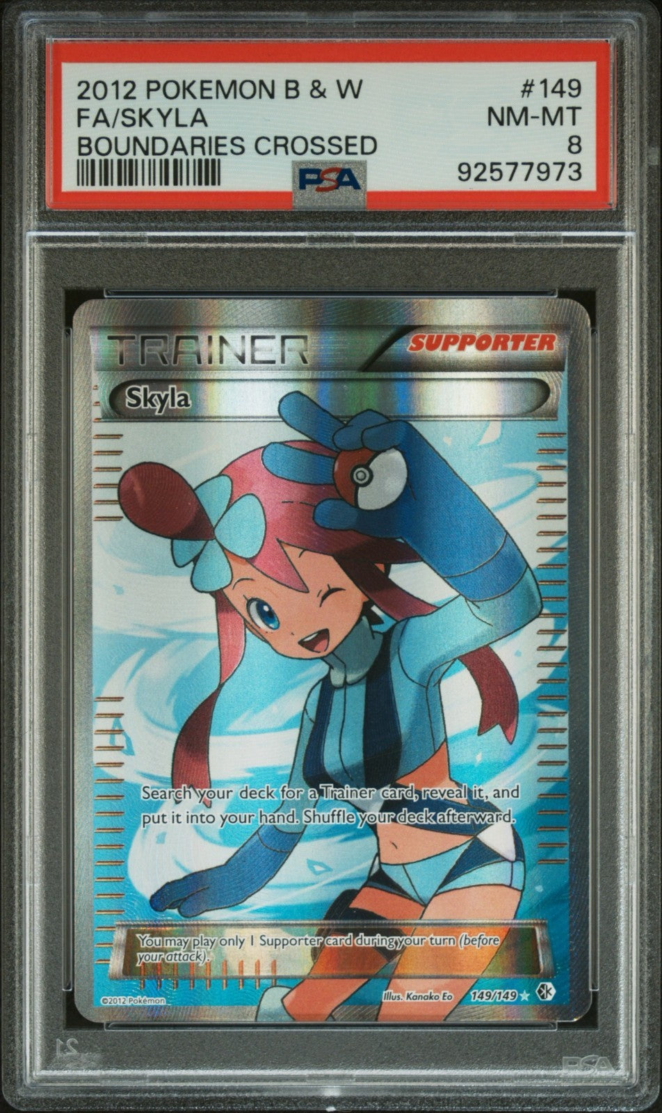 Pokemon Skyla 149/149 PSA NM-MT 8 B&W Boundaries Crossed Full Art 2012
