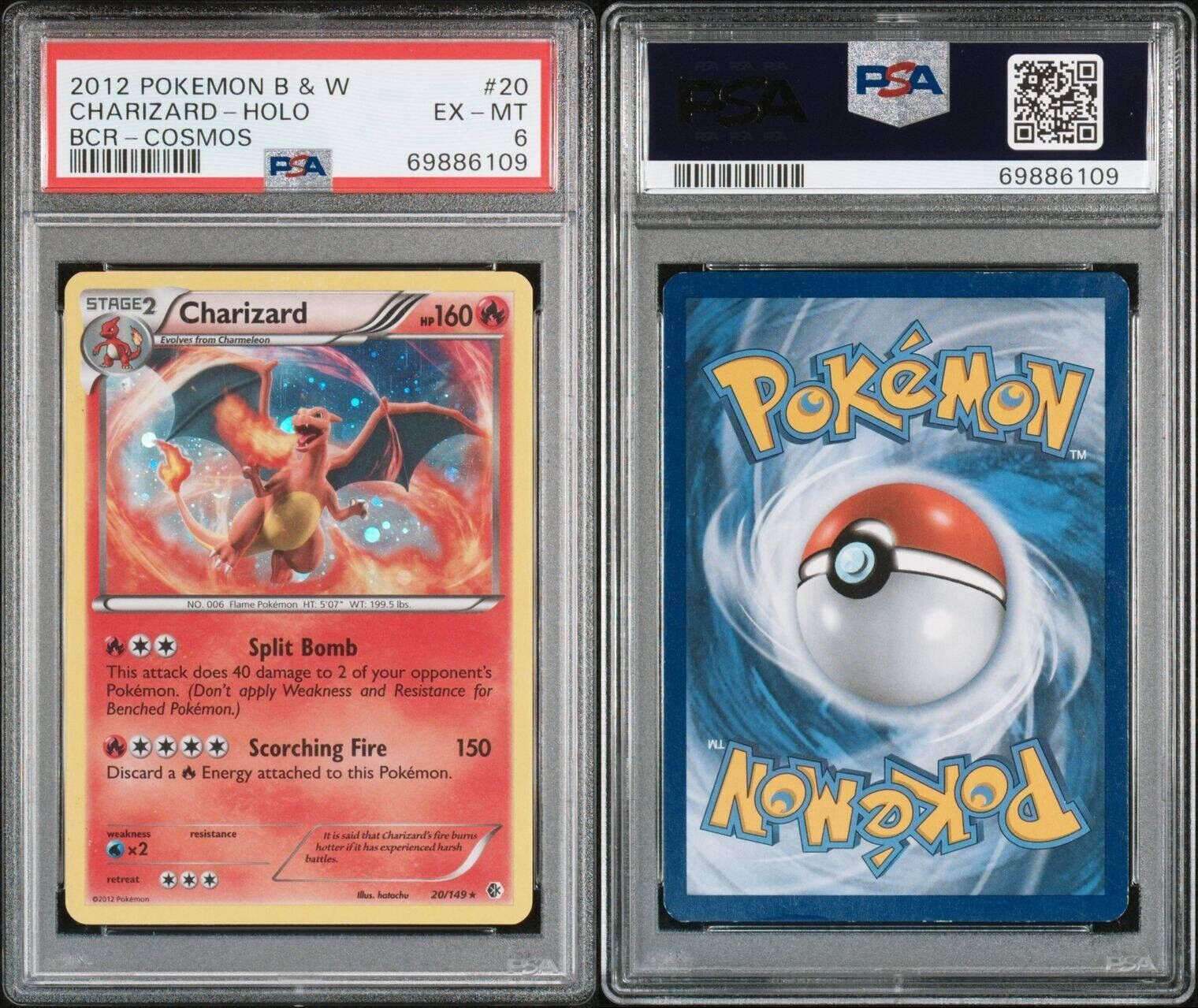 Pokemon Charizard 20/149 PSA 6 EX-MT BW Boundaries Crossed Cosmos Holo 2012