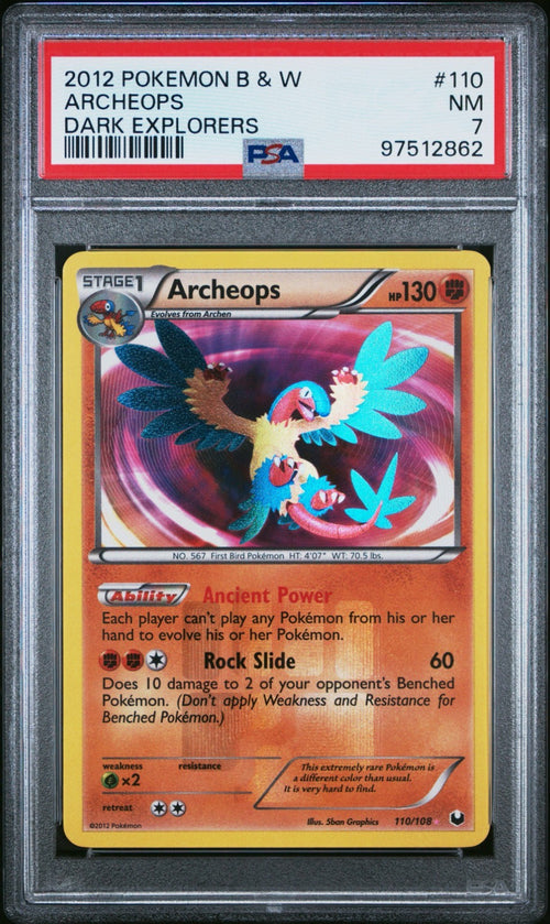 Pokemon Archeops 110/108 PSA 7 NM BW Dark Explorers Shiny Secret Holo Rare 2012