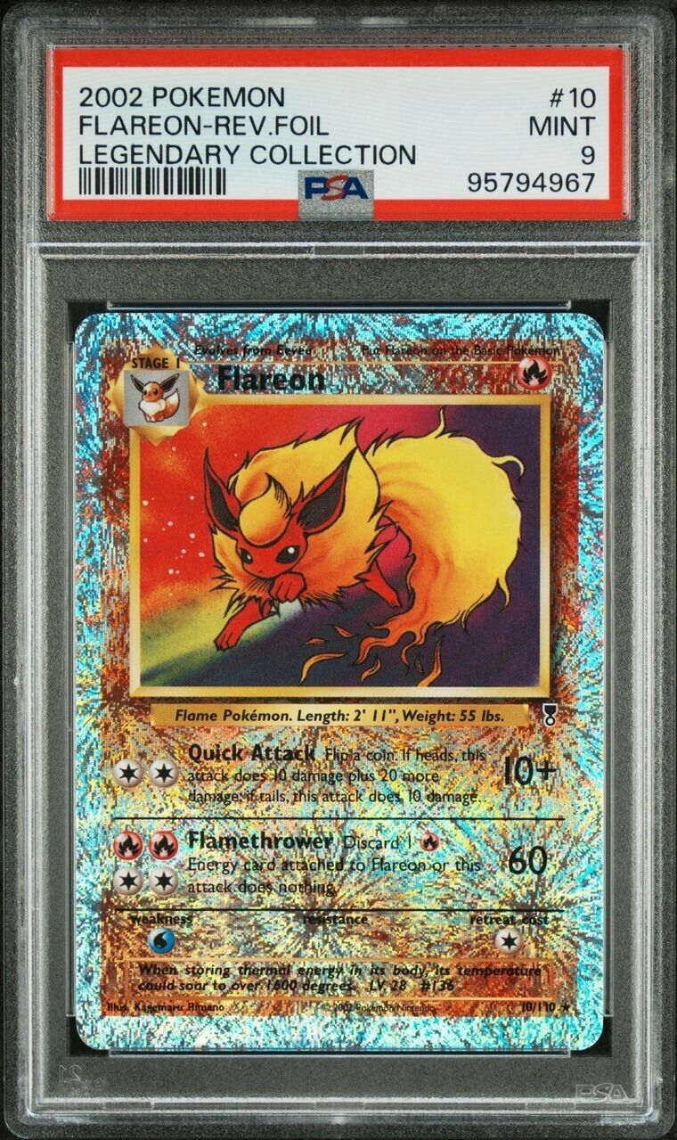 Pokemon Flareon 10/110 PSA 9 Mint Legendary Collection Reverse Holo Foil 2002