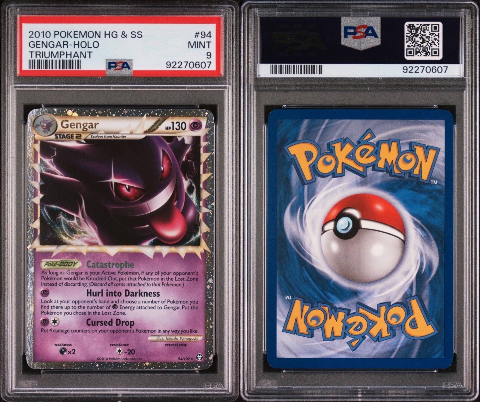 Pokemon Gengar Prime 94/102 PSA 9 Mint HGSS Triumphant Holo Rare 2010