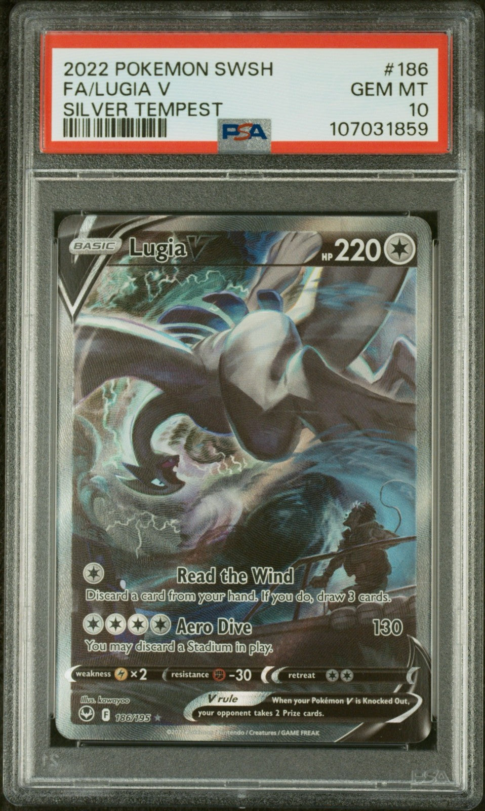 Pokemon Lugia V 186/195 PSA 10 Gem Mint SWSH Silver Tempest Alternate Full Art