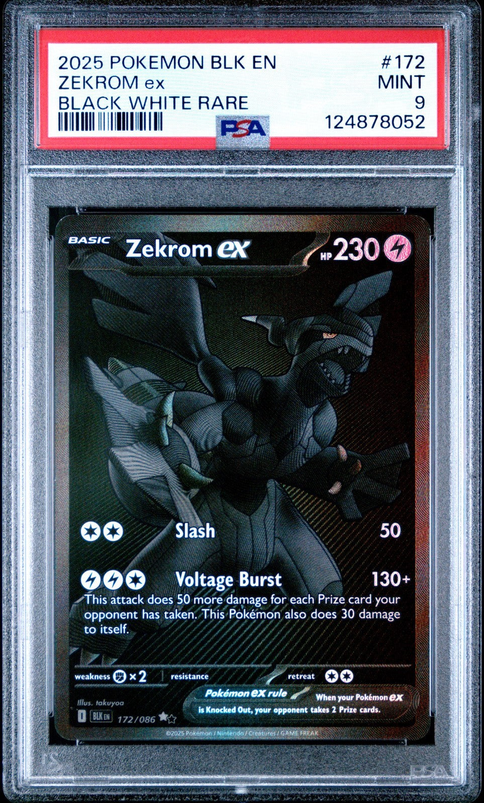 Pokemon Zekrom ex 172/086 PSA 9 Mint Black Bolt Black White Rare 2025
