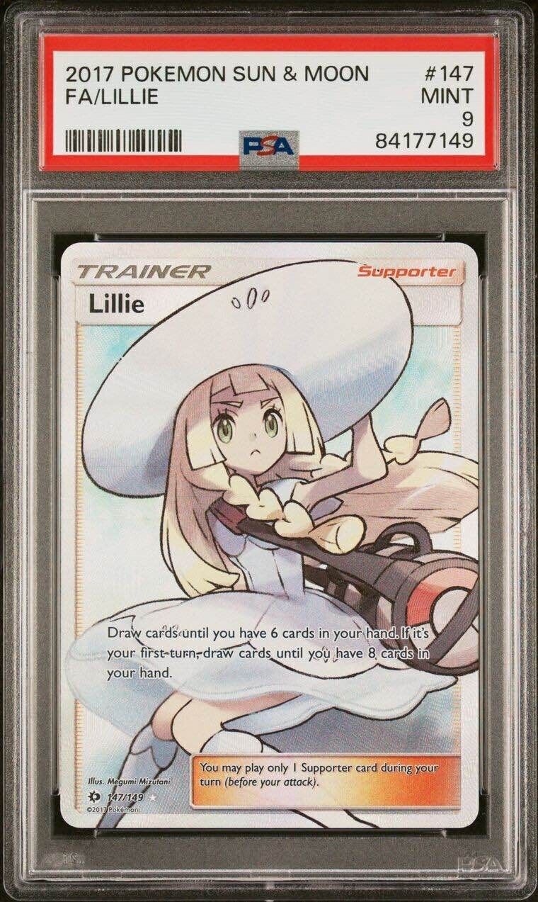 Pokemon Lillie 147/149 PSA 9 Mint Sun & Moon Base Full Art Trainer FA