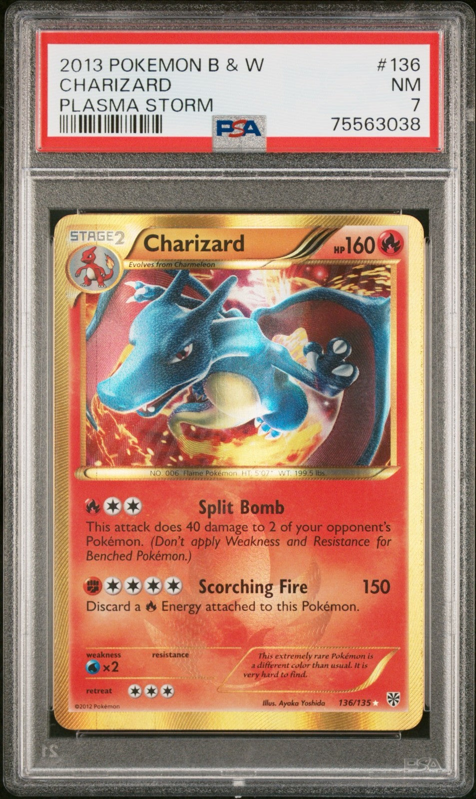 Pokemon Charizard 136/135 PSA 7 NM BW Plasma Storm Shiny Holo Secret Rare 2013