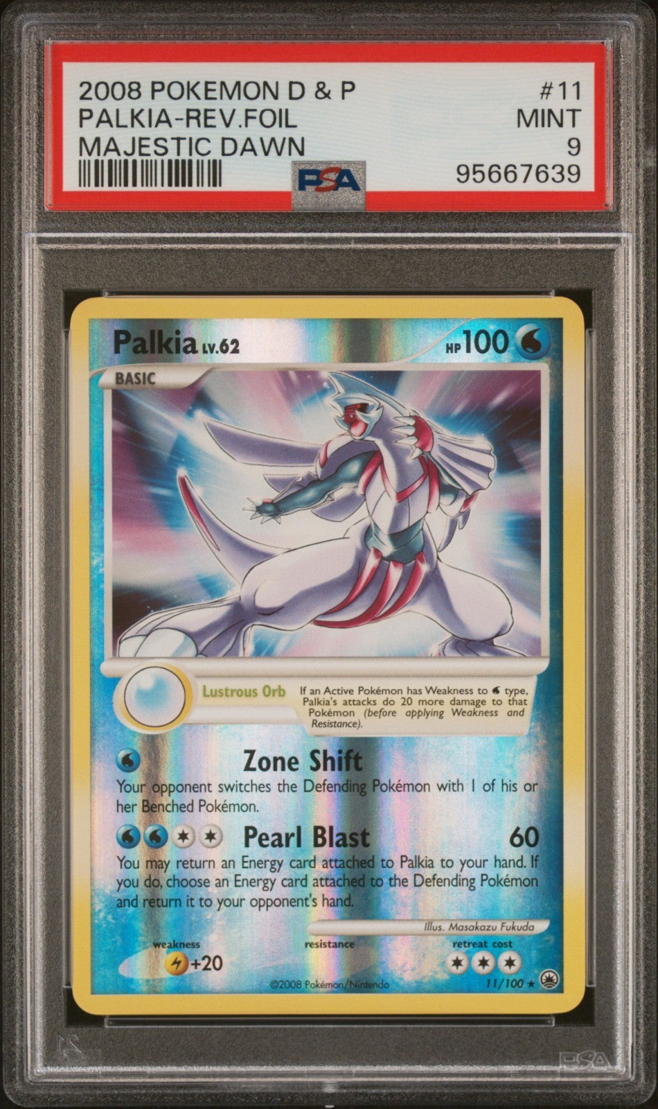 Pokemon Palkia 11/100 PSA 9 Mint DP Majestic Dawn Reverse holo 2008