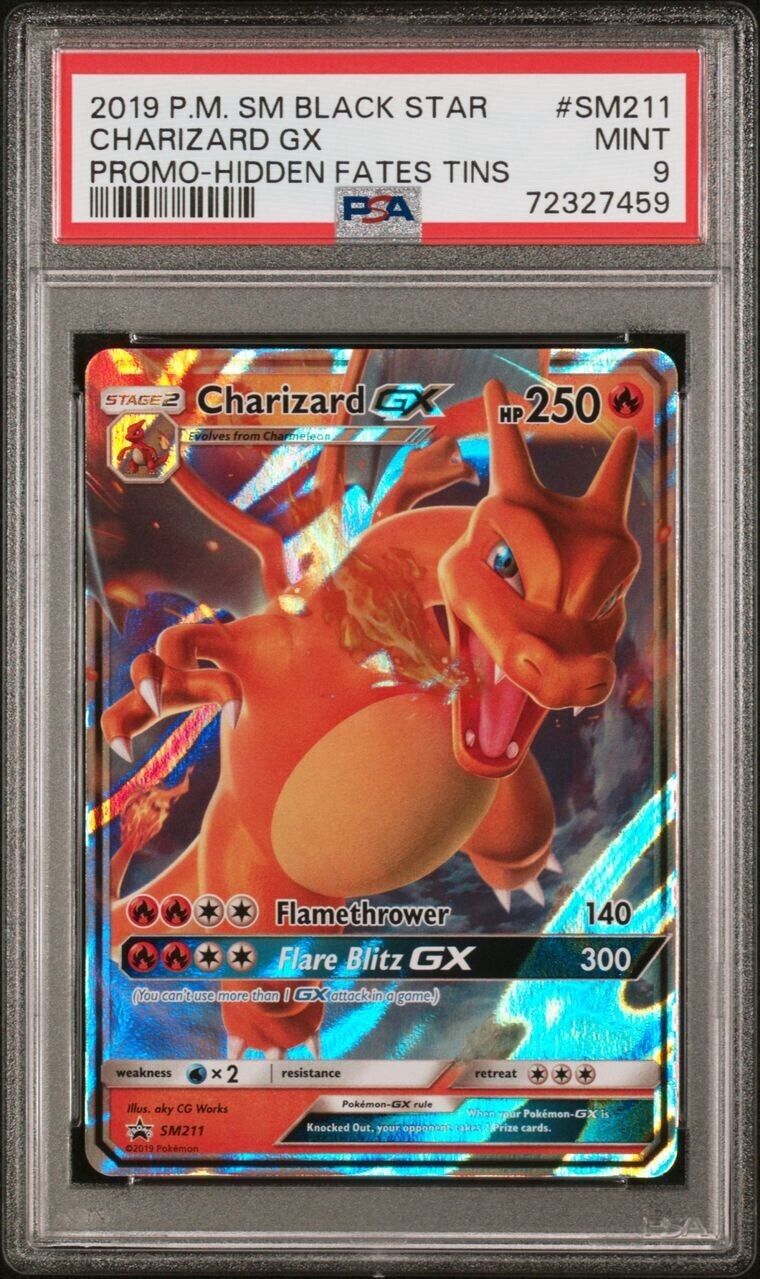Pokemon Charizard GX SM211 PSA 9 Mint Hidden Fates Tin Black Star Promo