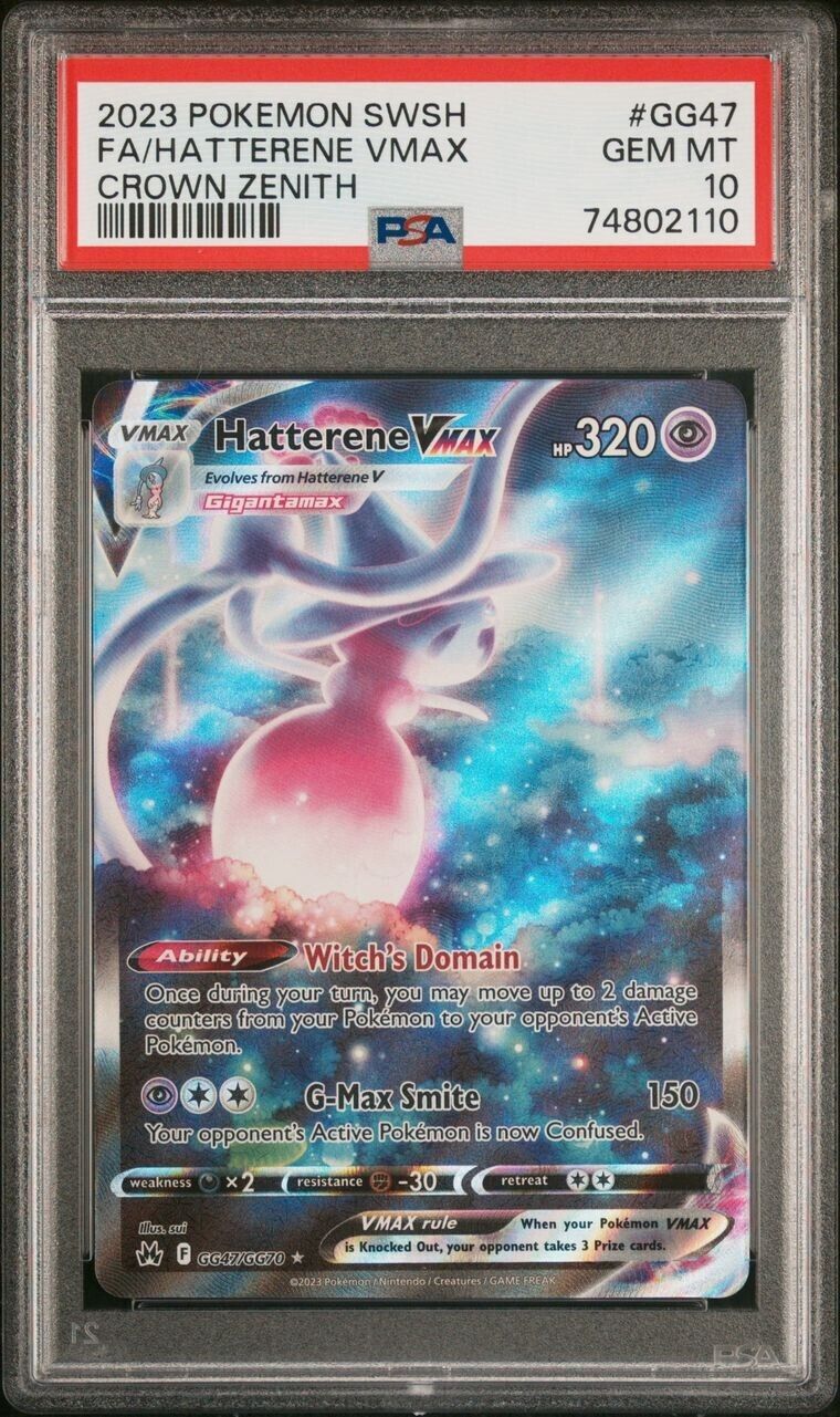 Pokemon Hatterene VMAX GG47/GG70 PSA 10 Gem Mint Crown Zenith Full Art SWSH FA