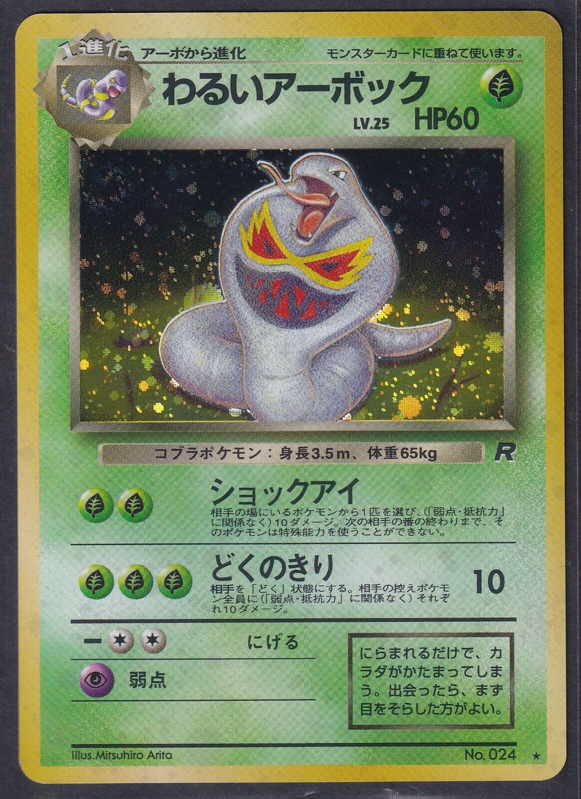 Pokemon Dark Arbok No. 024 Japanese Rocket Holo Rare 1997 Old Back Vintage - NM