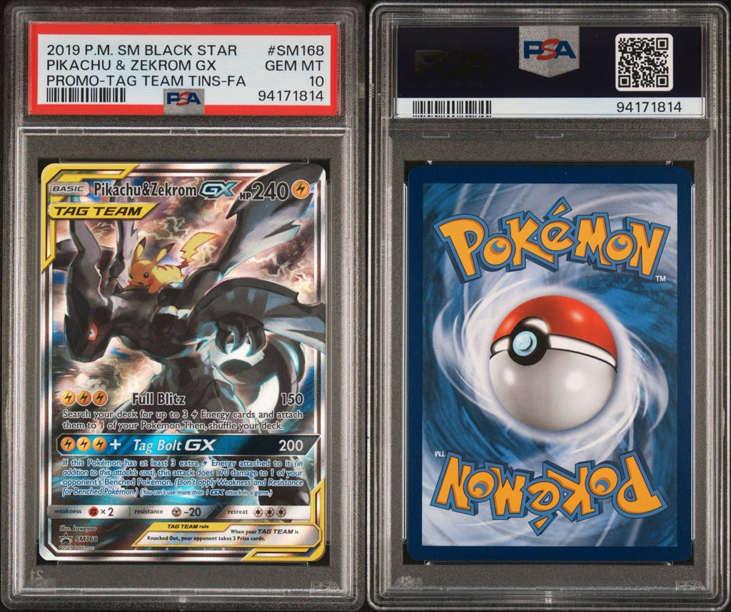 Pokemon Pikachu & Zekrom GX SM168 PSA 10 Gem Mint Tag Team Black Star Promo 2019