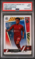 Topps Chrome UCC Fabio Carvalho #28 PSA 9 Mint Comic Hero Variation Holo Foil RC