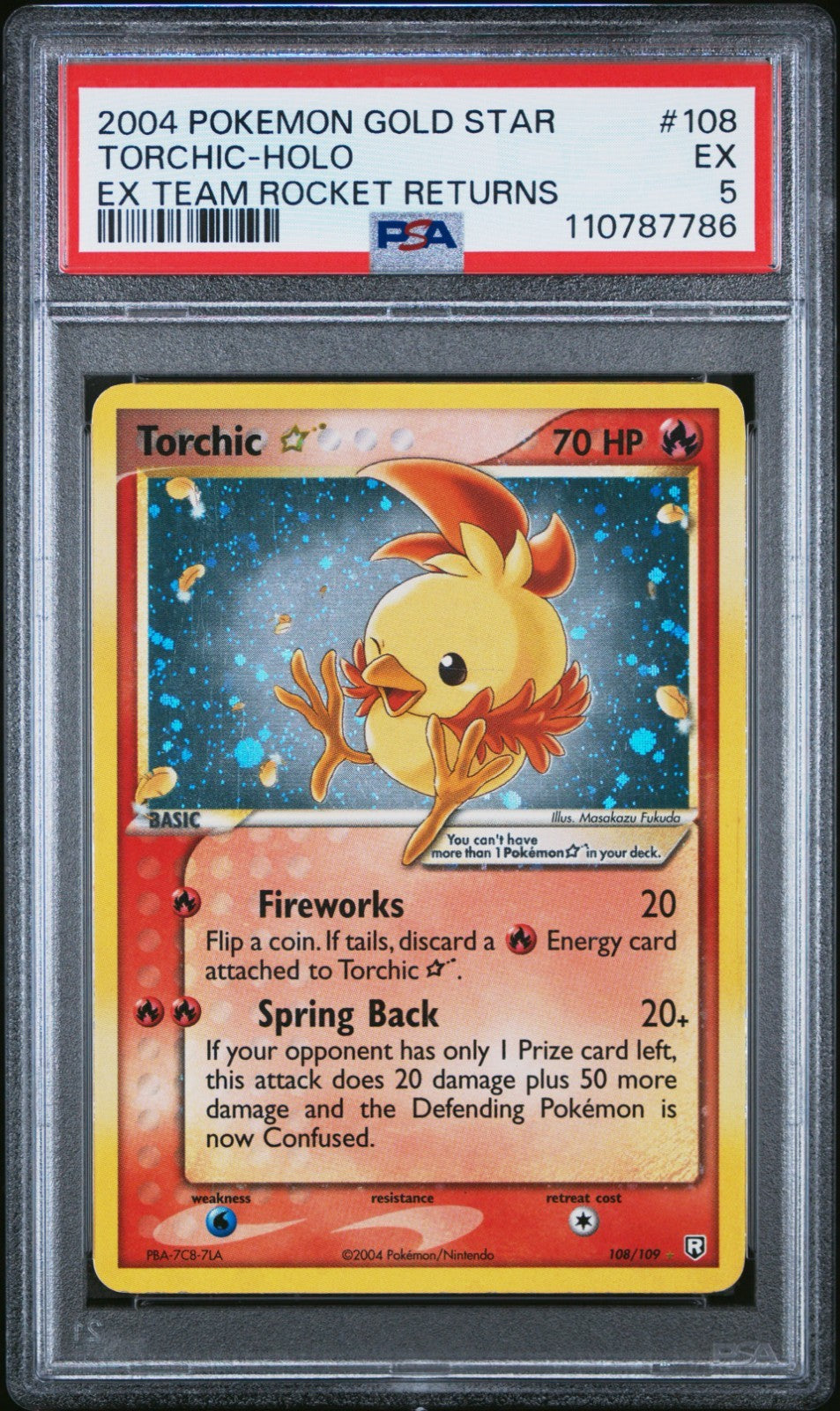 Pokemon Torchic Gold Star 108/109 PSA 5 EX Team Rocket Returns Holo Rare 2004