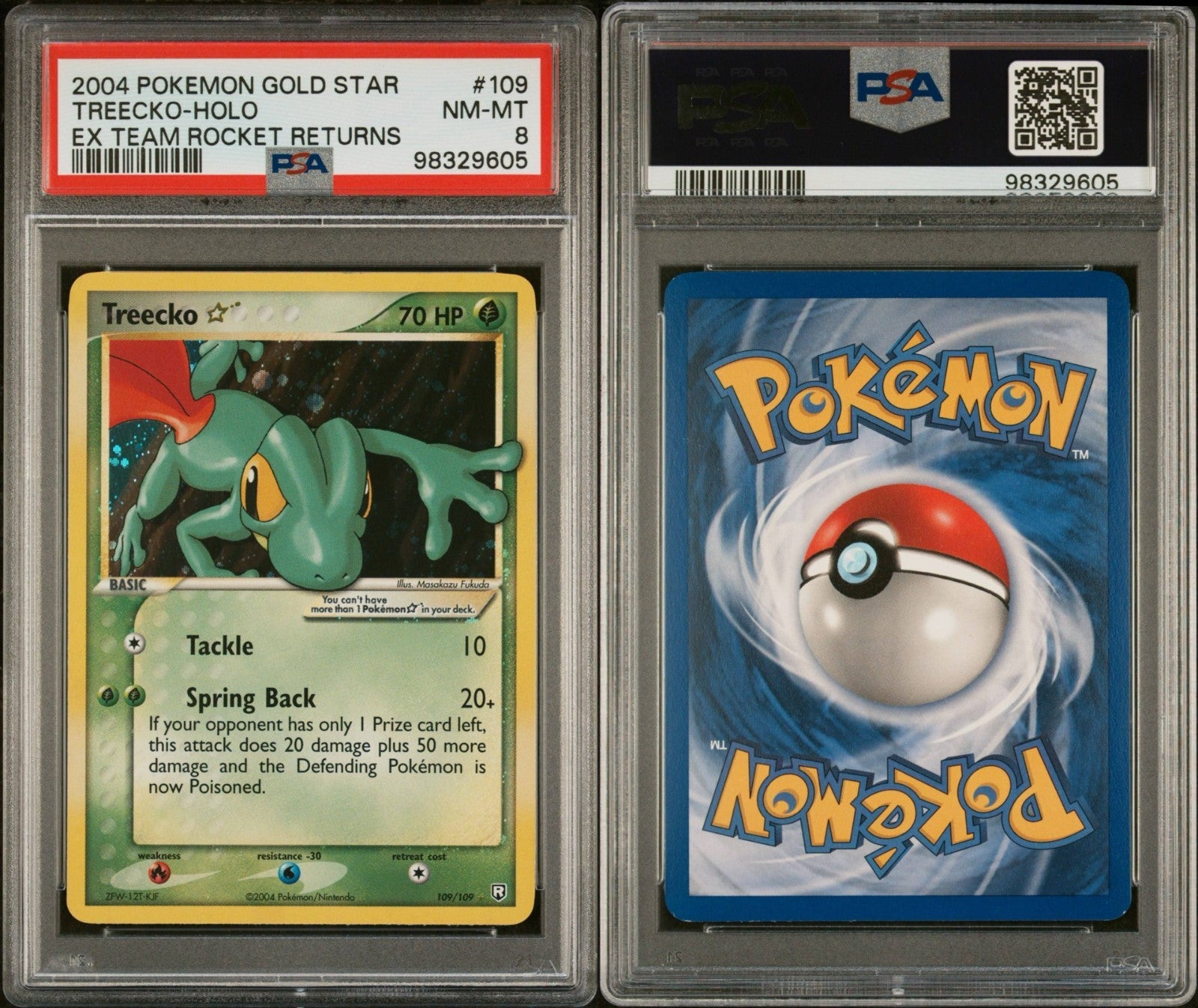 Pokemon Treecko Gold Star 109/109 PSA 8 NM-MT EX Team Rocket Returns Holo Rare