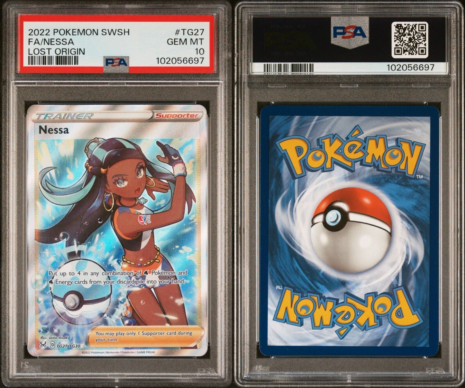 Pokemon Nessa TG27/TG30 PSA 10 Gem Mint SWSH Lost Origin Trainer Gallery FA 2022