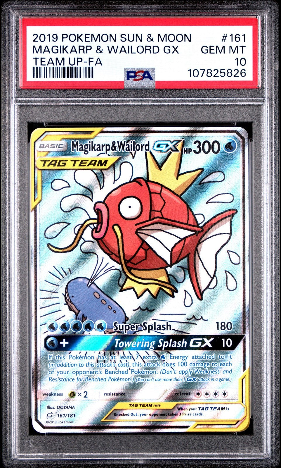 Pokemon Magikarp & Wailord GX 161/181 PSA 10 Gem Mint SM Team Up Tag Team FA