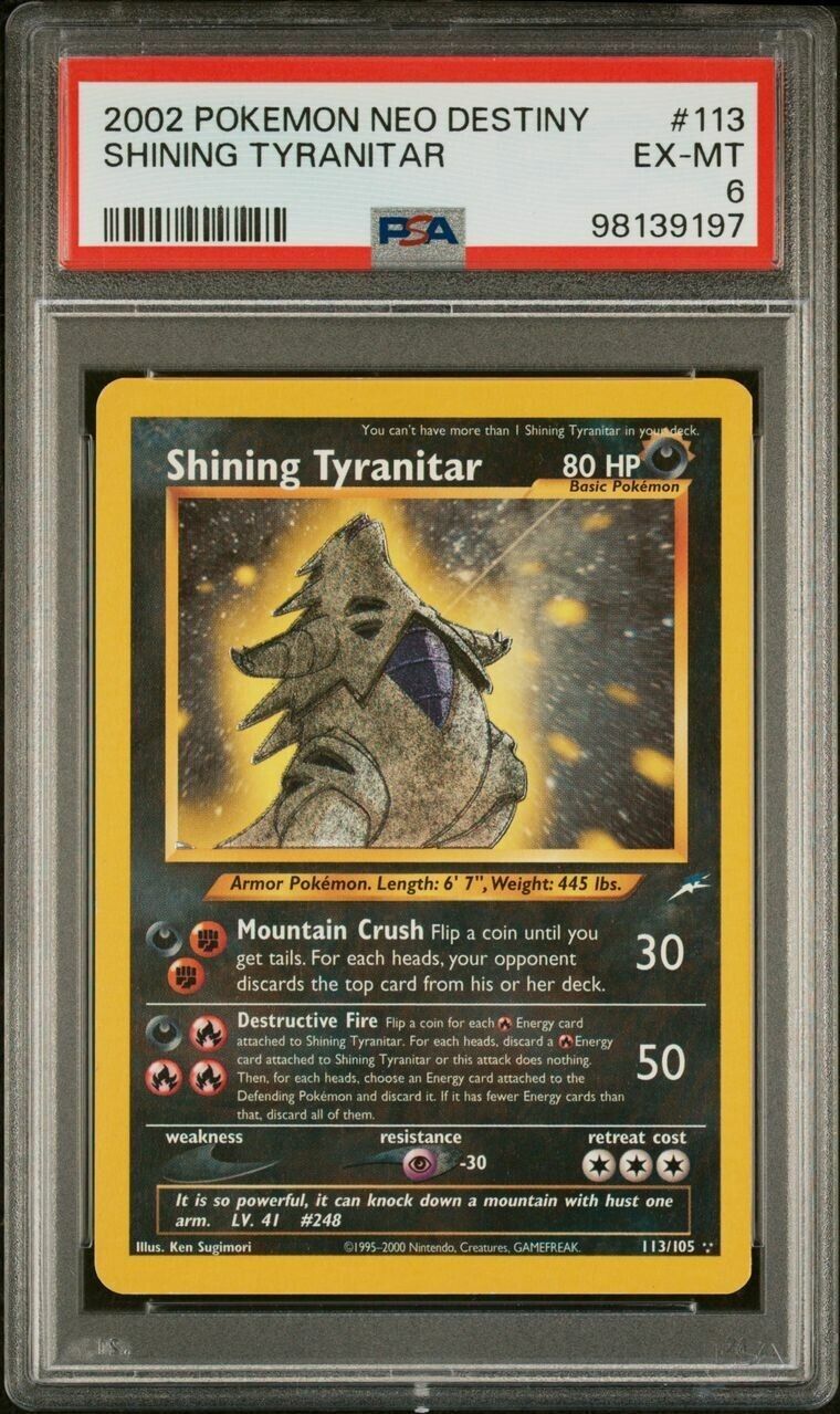 Pokemon Shining Tyranitar 113/105 PSA 6 EX-MT English Neo Destiny Shiny Holo
