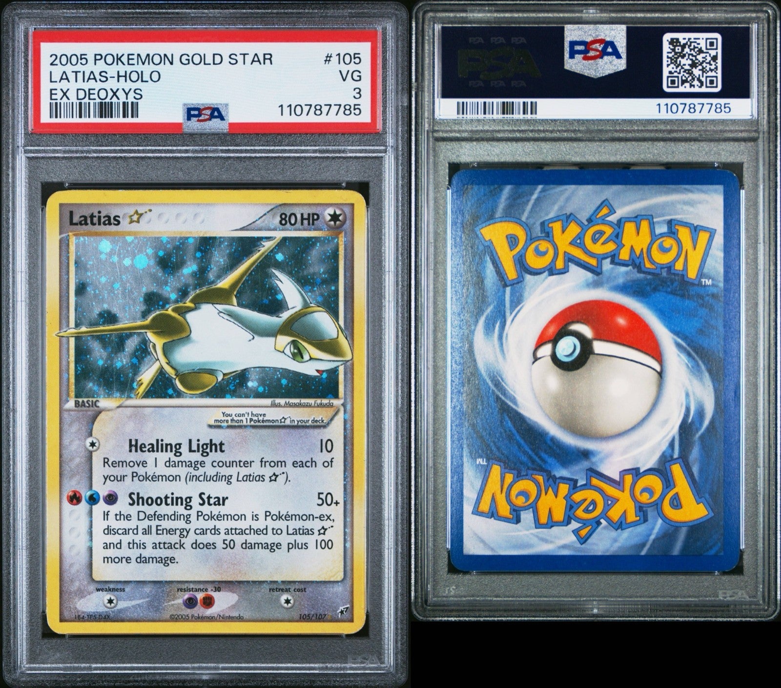 Pokemon Latias Gold Star 105/107 PSA 3 VG EX Deoxys Holo Rare 2005