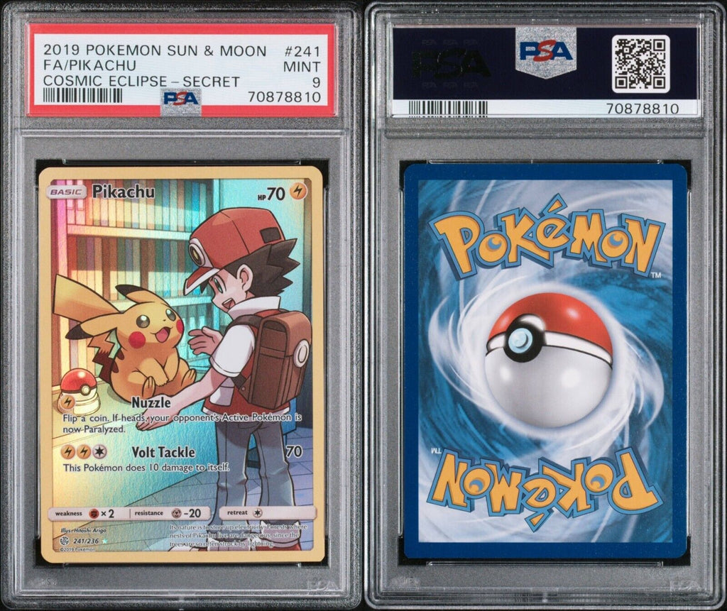 Pokemon Pikachu 241/236 PSA 9 Mint SM Cosmic Eclipse Secret Rare Trainer FA