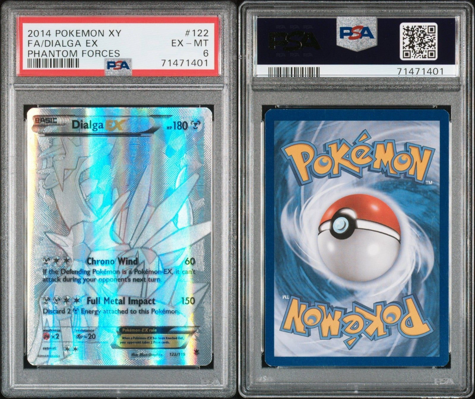 Pokemon Dialga EX 122/119 PSA 6 EX-MT XY Phantom Forces Secret Rare FA 2014