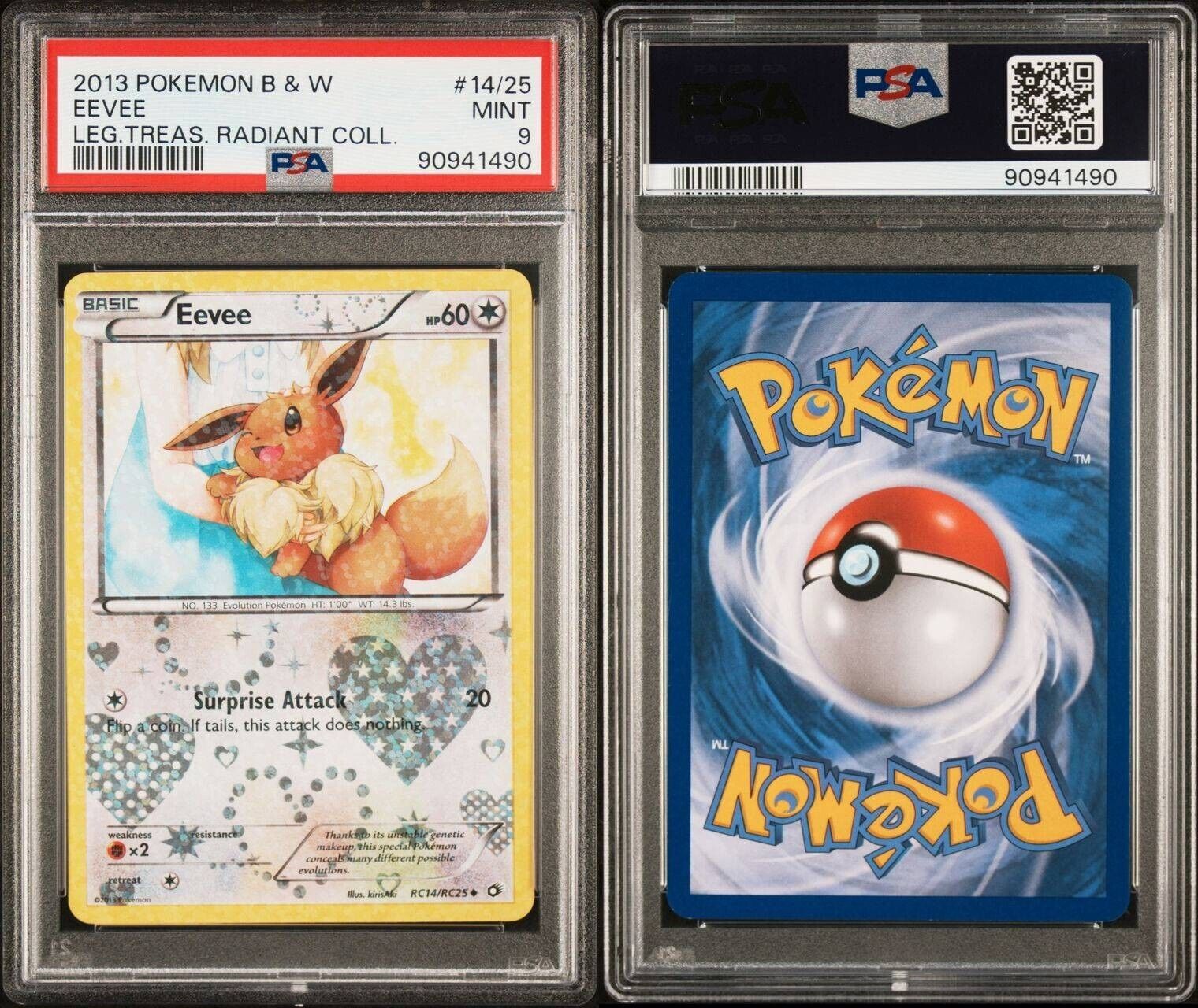 Pokemon Eevee RC14/RC25 PSA 9 Mint Legendary Treasures Radiant Coll. Reverse BW