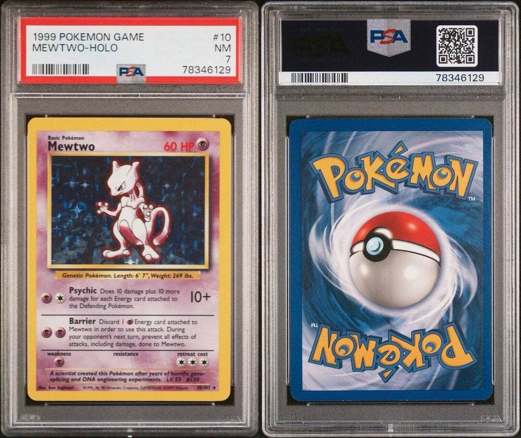 Pokemon Mewtwo 10/102 PSA 7 NM Base Set Unlimited Holo Rare 1999 WOTC