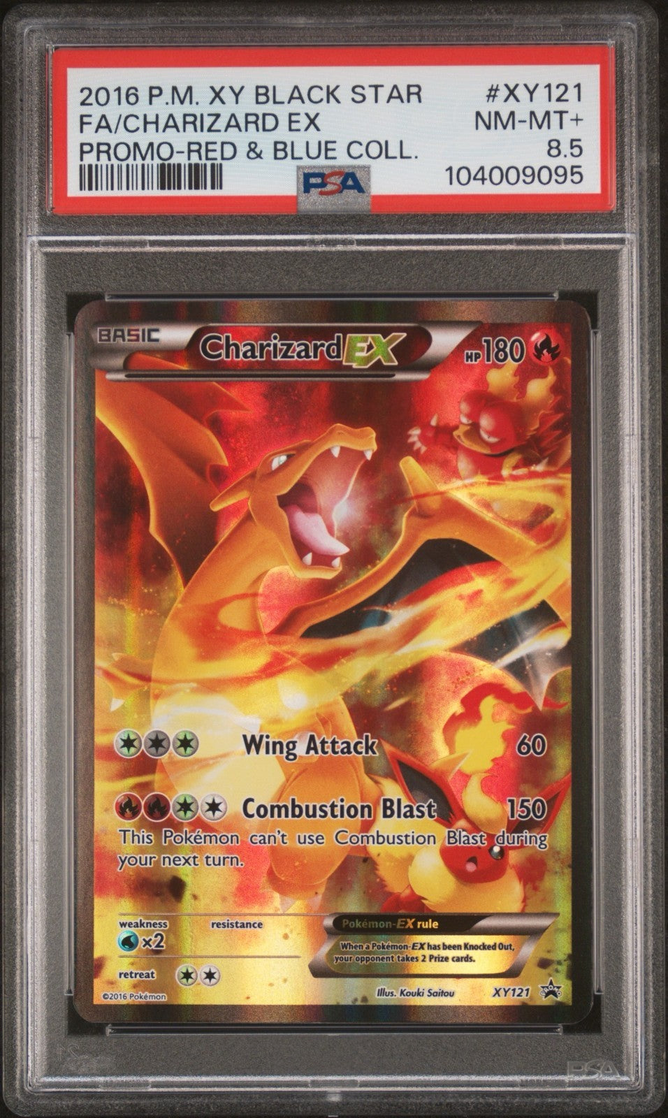 Pokemon Charizard EX XY121 PSA 8.5 NM-MT+ Red & Blue Collection Full Art Promo