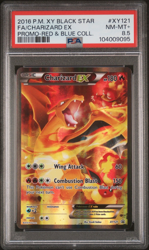Pokemon Charizard EX XY121 PSA 8.5 NM-MT+ Red & Blue Collection Full Art Promo