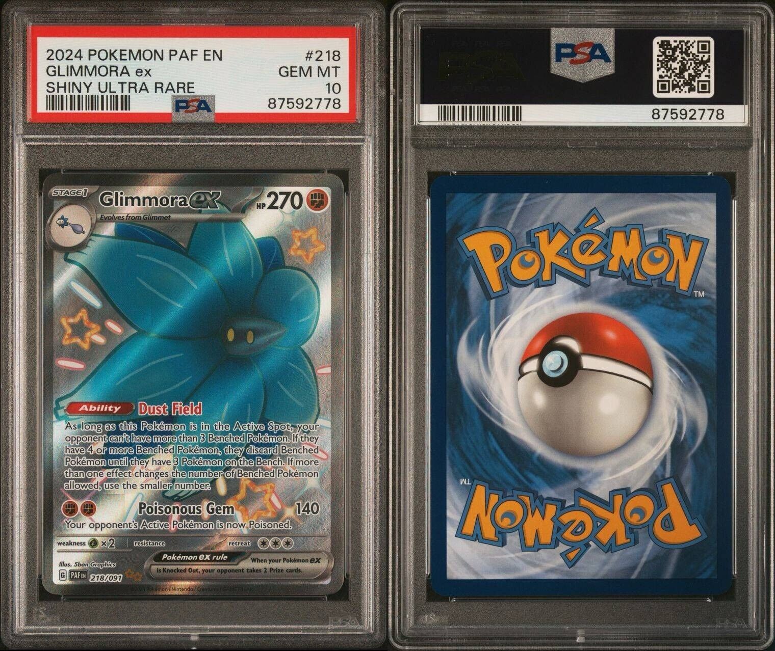 Pokemon Glimmora ex 218/091 PSA 10 Gem Mint Paldean Fates Shiny Ultra Rare FA