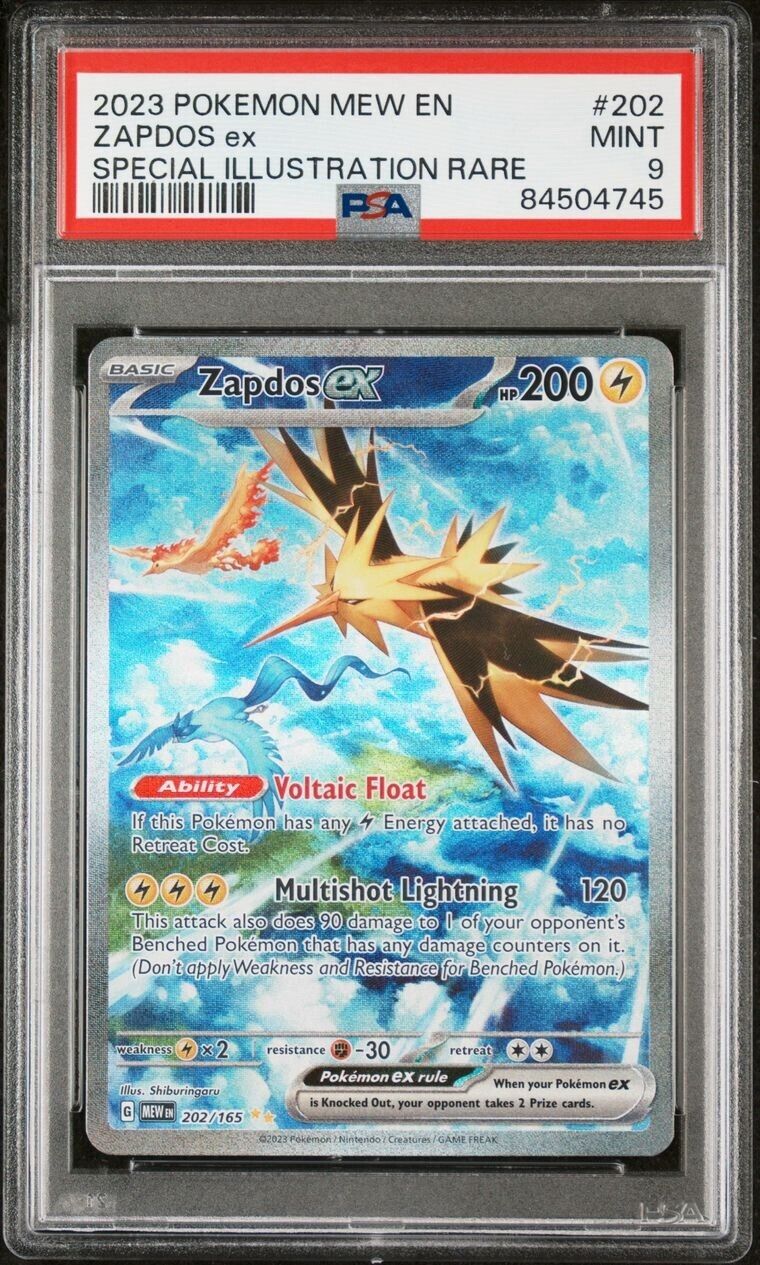 Pokemon Zapdos ex 202/165 PSA 9 Mint 151 Special Illustration Rare SIR Mew EN FA