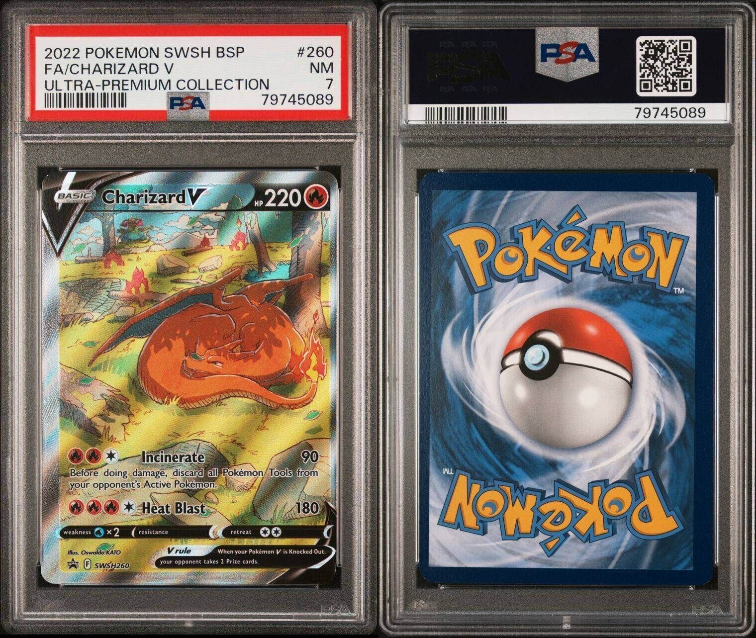 Pokemon Charizard V SWSH260 PSA 7 NM Ultra Premium Collection FA Miscut OC
