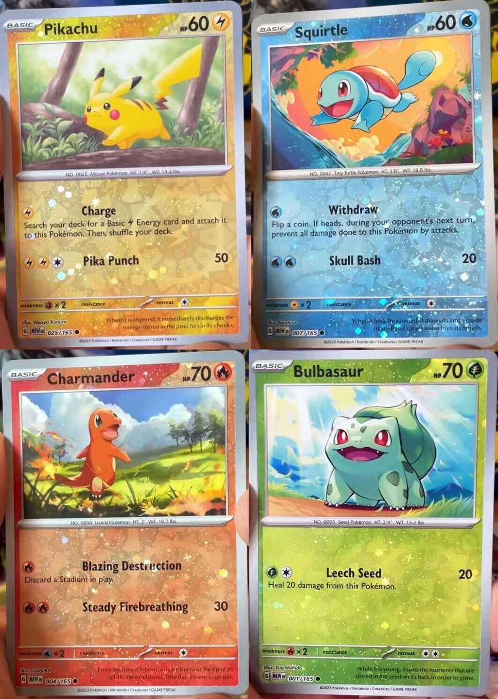Pokemon SV 151 Pikachu Charmander Bulbasaur Squirtle Cosmo Foil Promos Costco