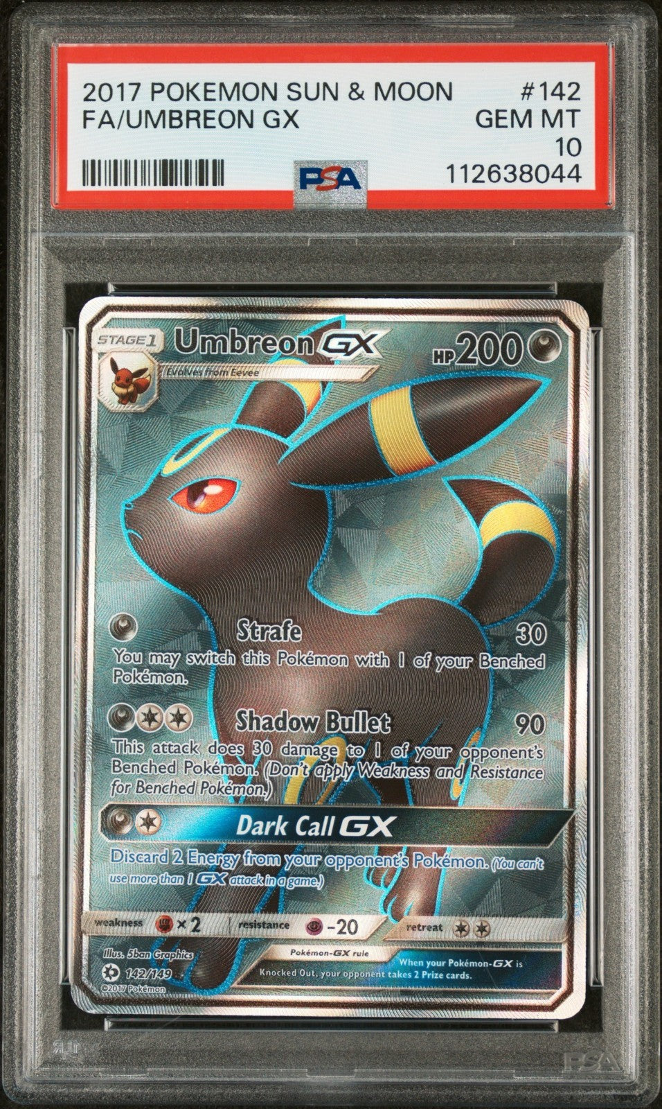 Pokemon Umbreon GX 142/149 PSA 10 Gem Mint SM Base Full Art 2017