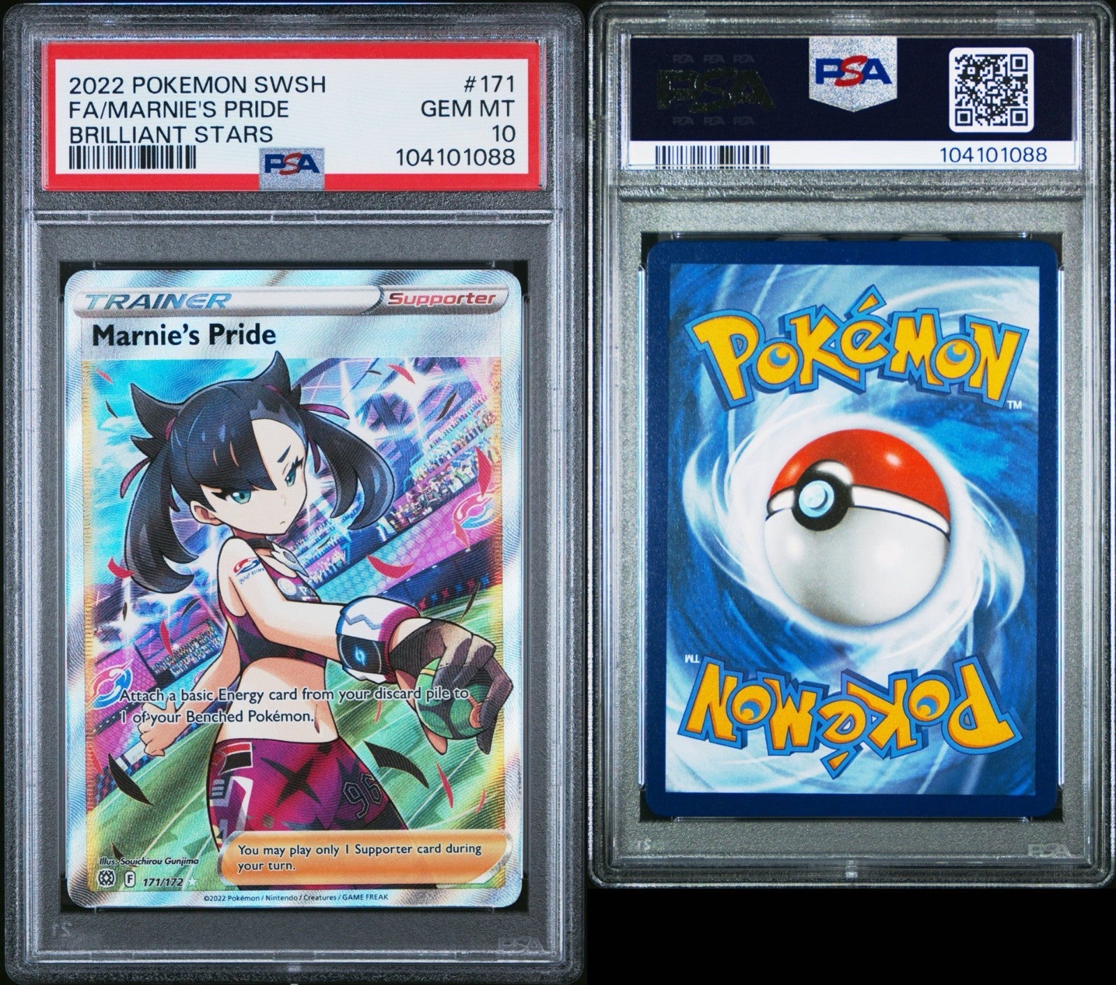 Pokemon Marnie's Pride 171/172 PSA 10 Gem Mint SWSH Brilliant Stars Full Art