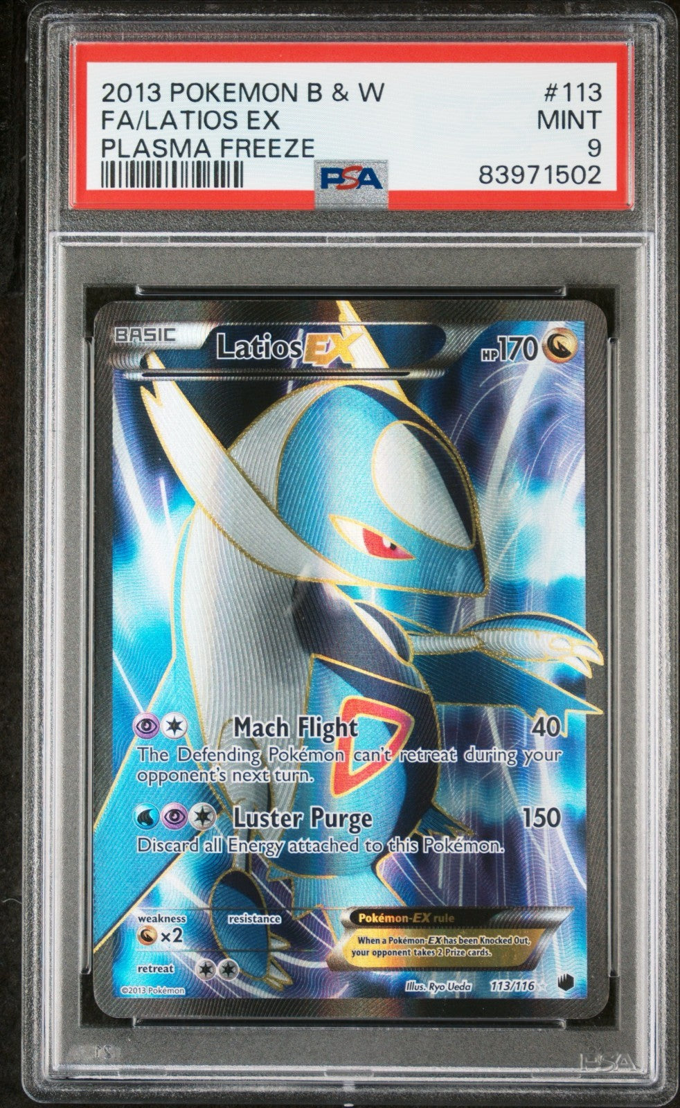 Pokemon Latios EX 113/116 PSA 9 Mint B&W Plasma Freeze Full Art 2013 Pop 136