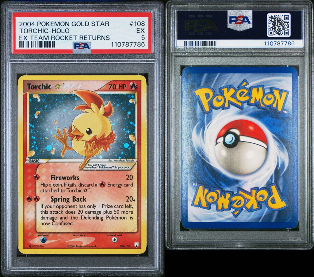 Pokemon Torchic Gold Star 108/109 PSA 5 EX Team Rocket Returns Holo Rare 2004