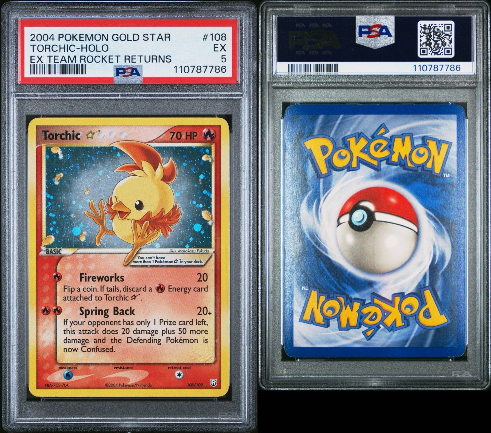Pokemon Torchic Gold Star 108/109 PSA 5 EX Team Rocket Returns Holo Rare 2004