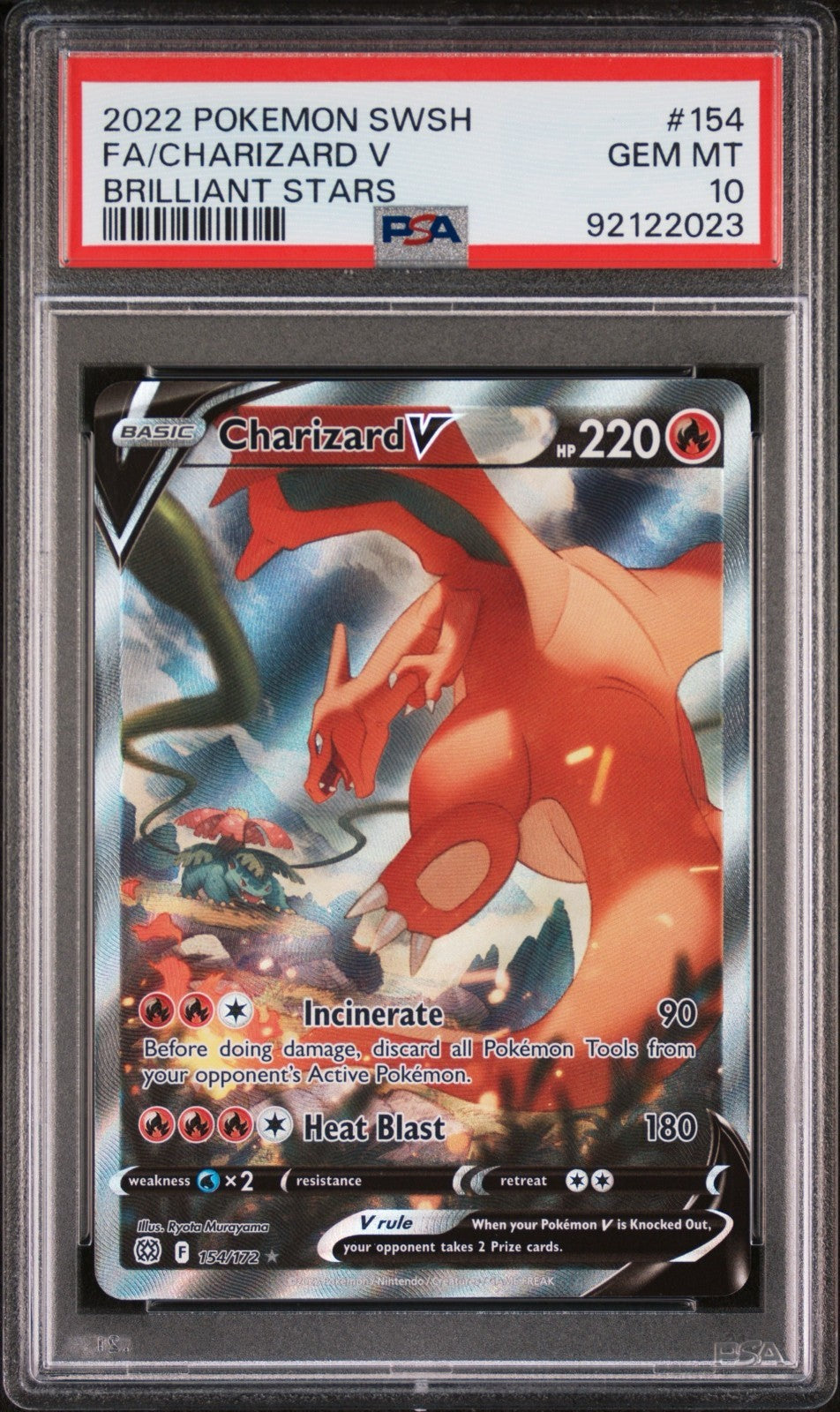 Pokemon Charizard V 154/172 PSA 10 SWSH Brilliant Stars Full Art 2022