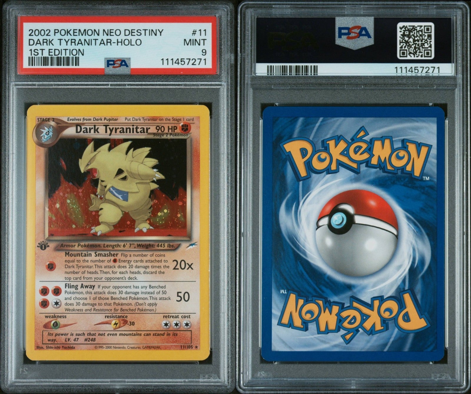 Pokemon Dark Tyranitar 11/105 PSA 9 Mint Neo Destiny 1st Edition Holo Rare 2002