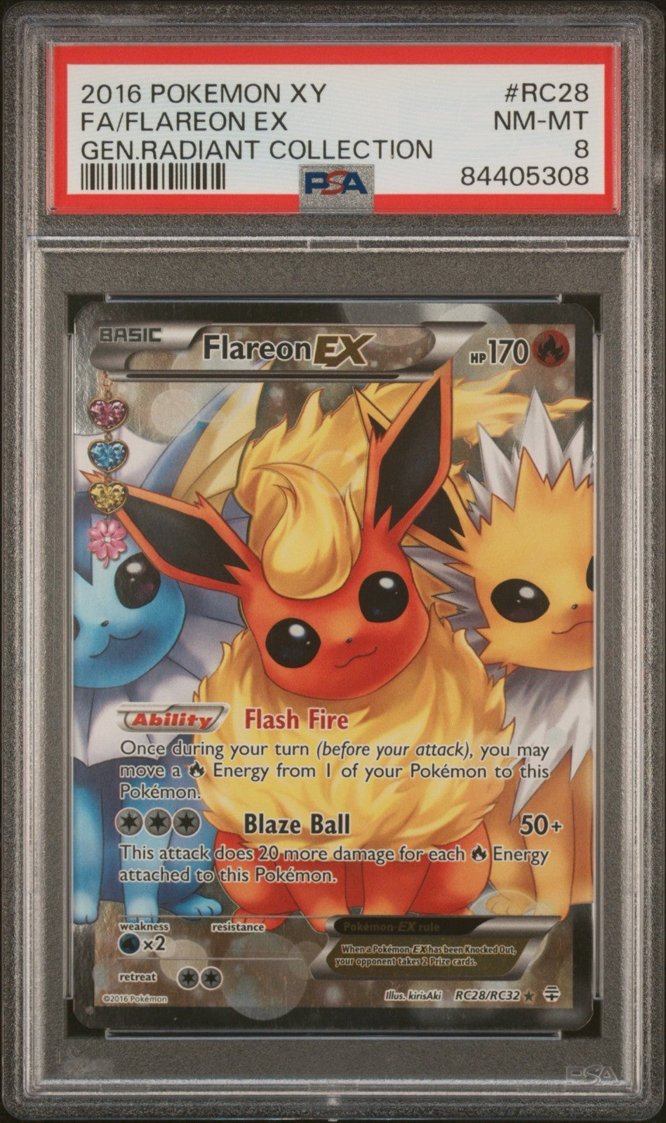 Pokemon Flareon EX RC28/RC32 PSA 8 XY Generations Radiant Collection Full Art