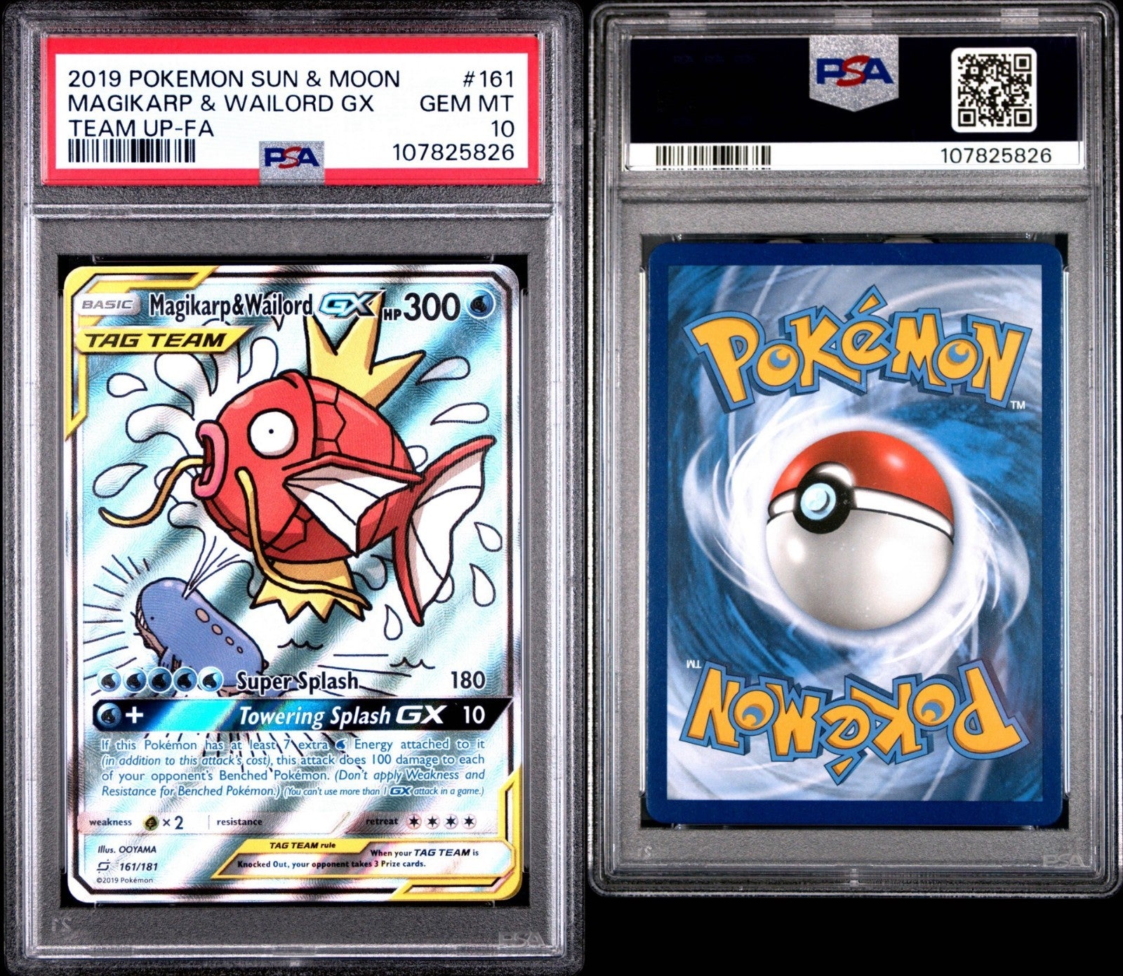 Pokemon Magikarp & Wailord GX 161/181 PSA 10 Gem Mint SM Team Up Tag Team FA