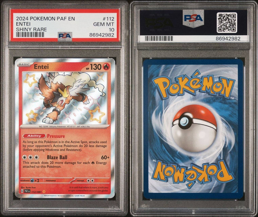 Pokemon Entei 112/091 PSA 10 Gem Mint Paldean Fates Shiny Holo Rare PAF EN