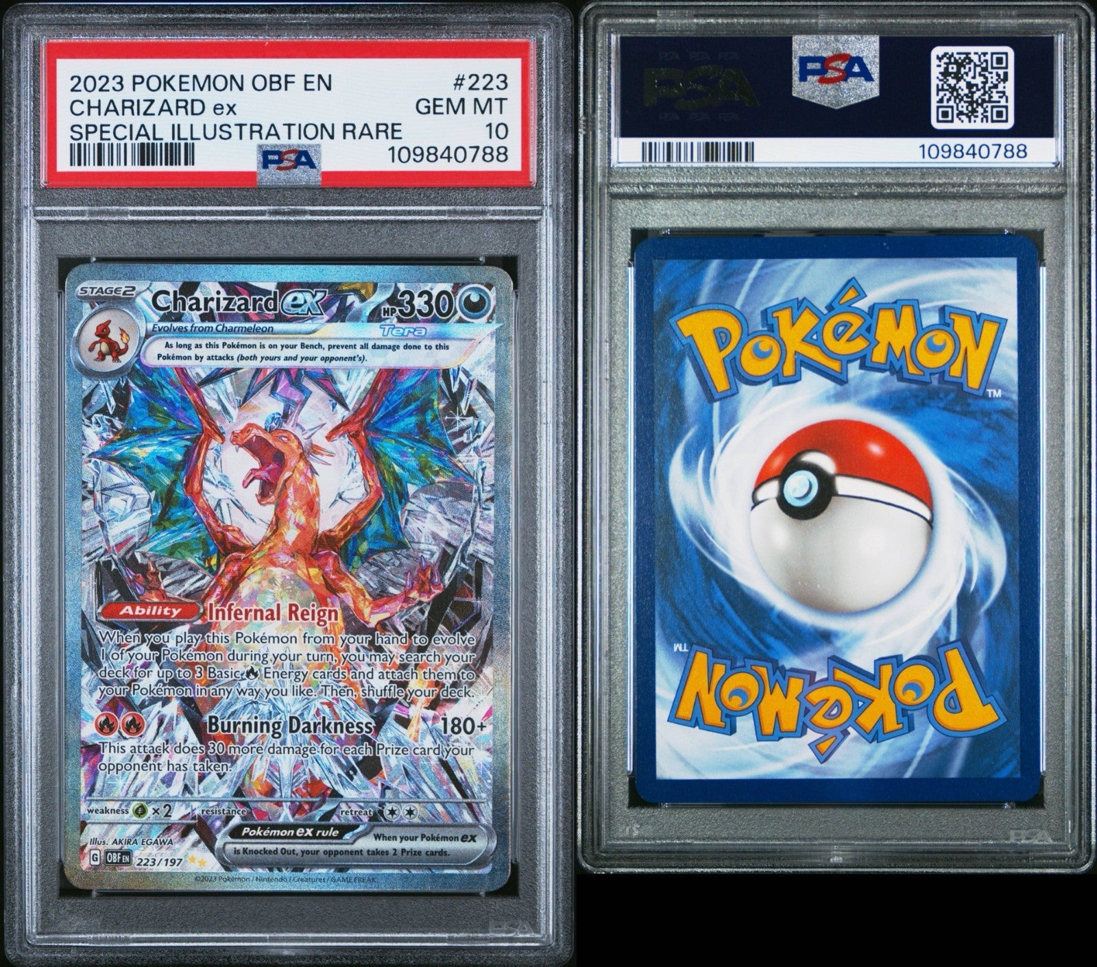 Pokemon Charizard ex 223/197 PSA 10 Obsidian Flames Special Illustration Rare