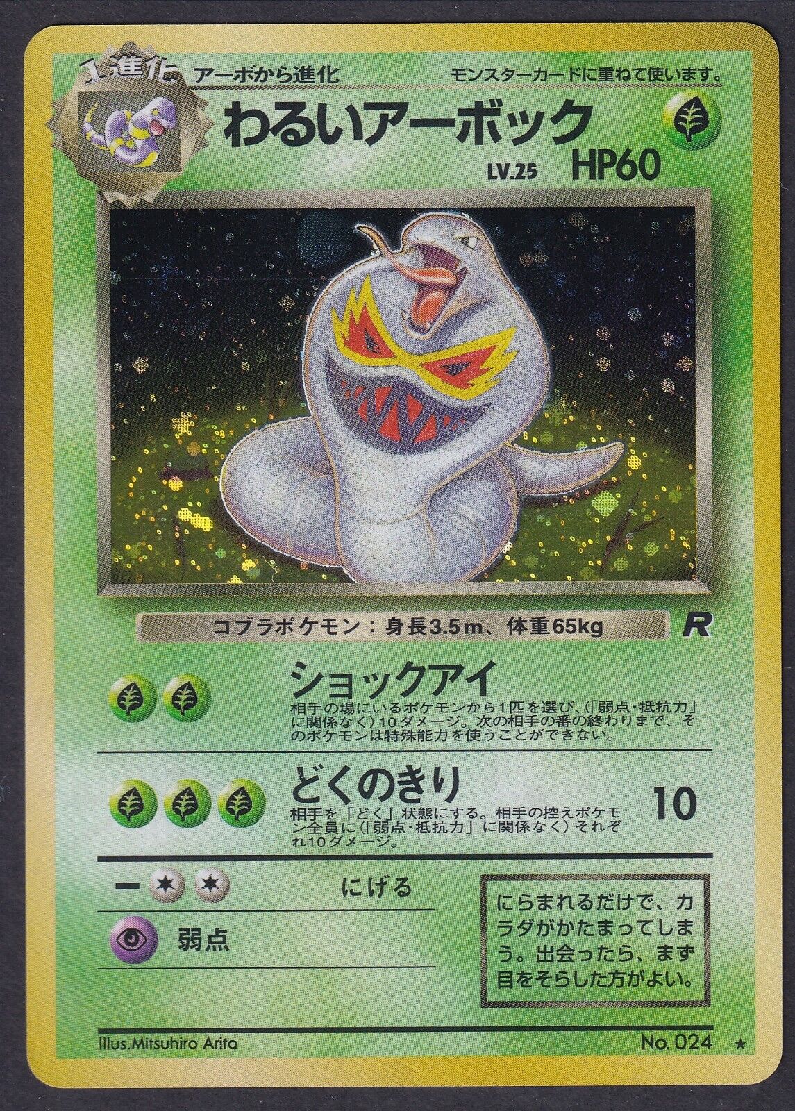 Pokemon Dark Arbok No. 024 Japanese Rocket Holo Rare 1997 Old Back Vintage - NM