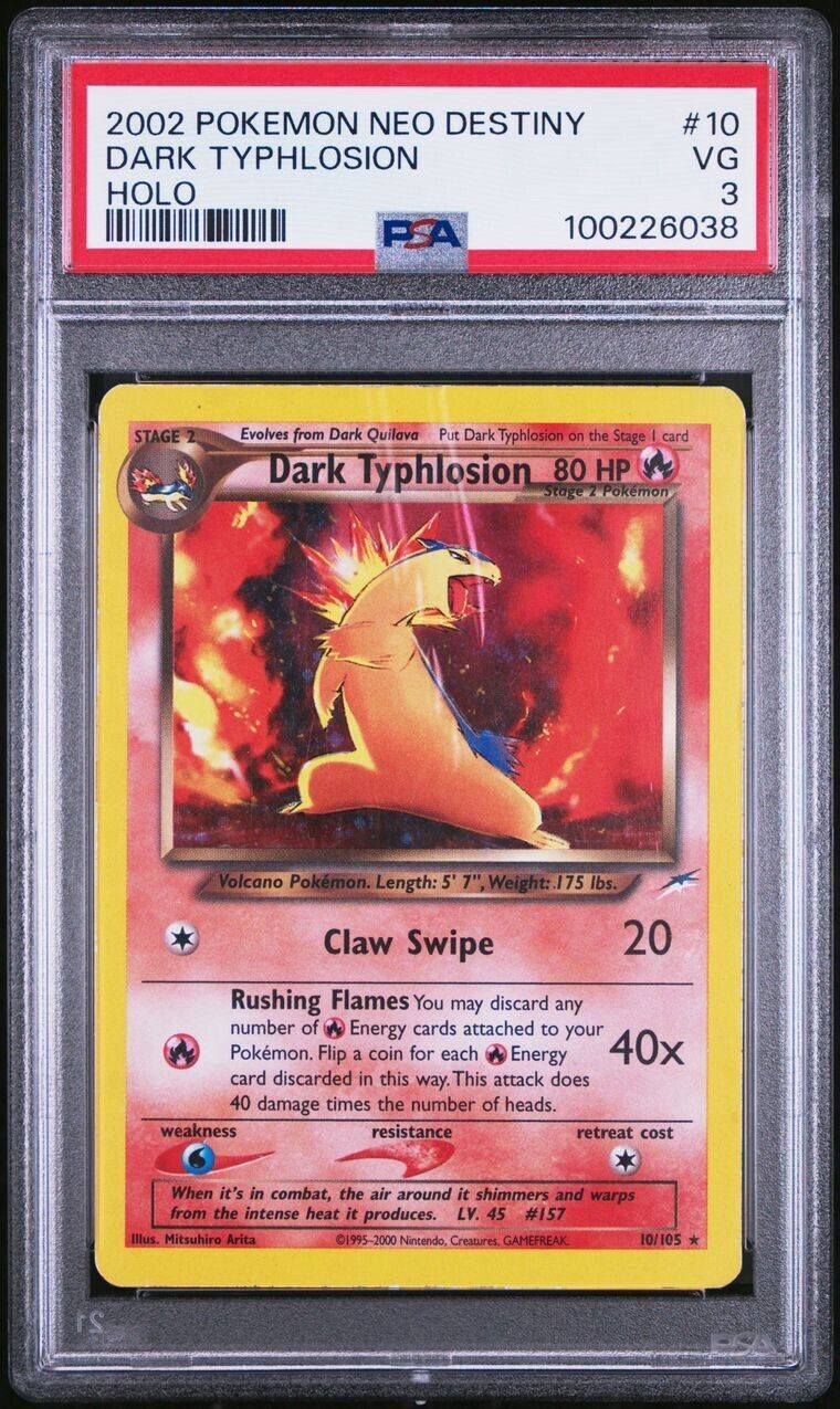 Pokemon Dark Typhlosion 10/105 PSA 3 VG Neo Destiny Unlimited Holo Rare SWIRL