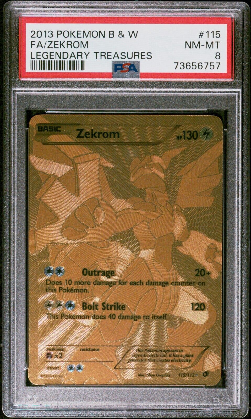 Pokemon Zekrom 115/113 PSA 8 NM-MT BW Legendary Treasures Gold Secret Rare FA