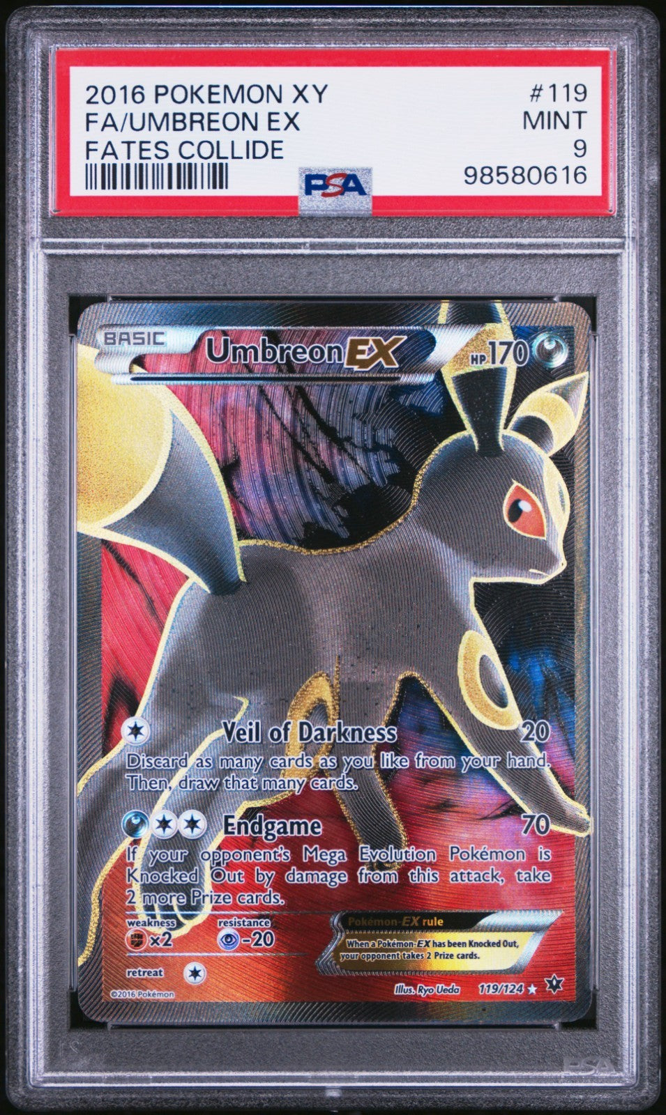 Pokemon Umbreon EX 119/124 PSA 9 Mint XY Fates Collide Full Art 2016