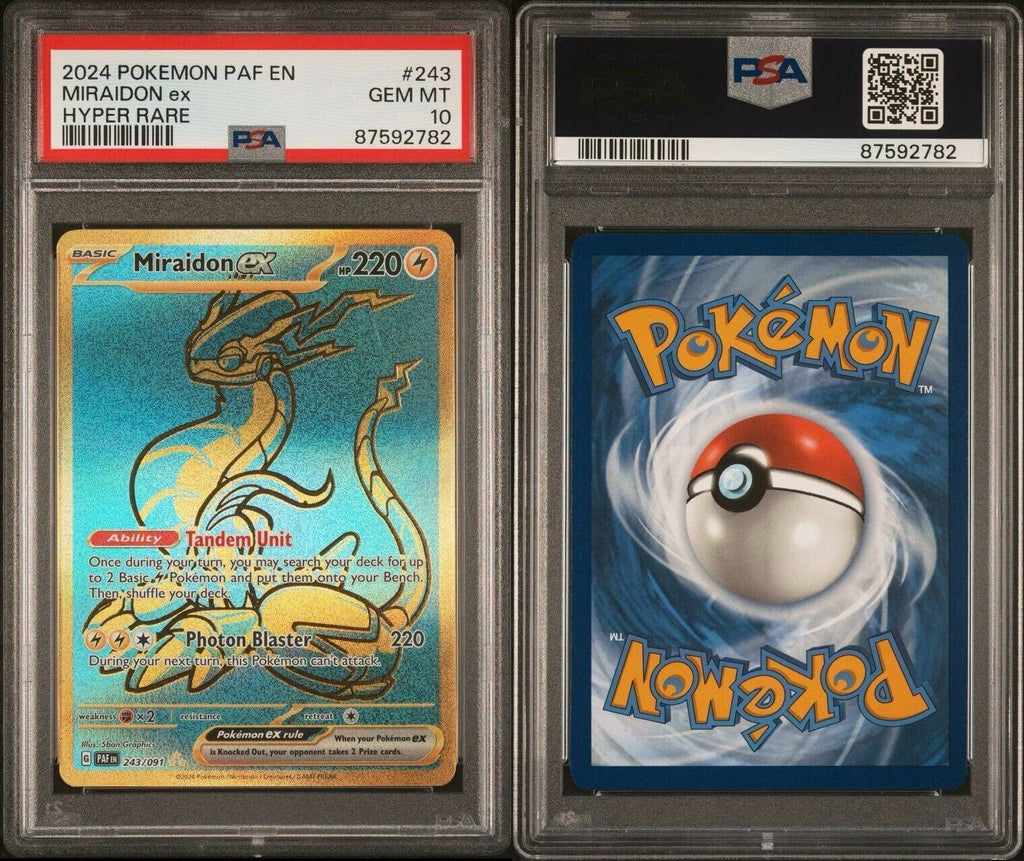 Pokemon Miraidon ex 243/091 PSA 10 Gem Mint Paldean Fates Hyper Rare Gold FA