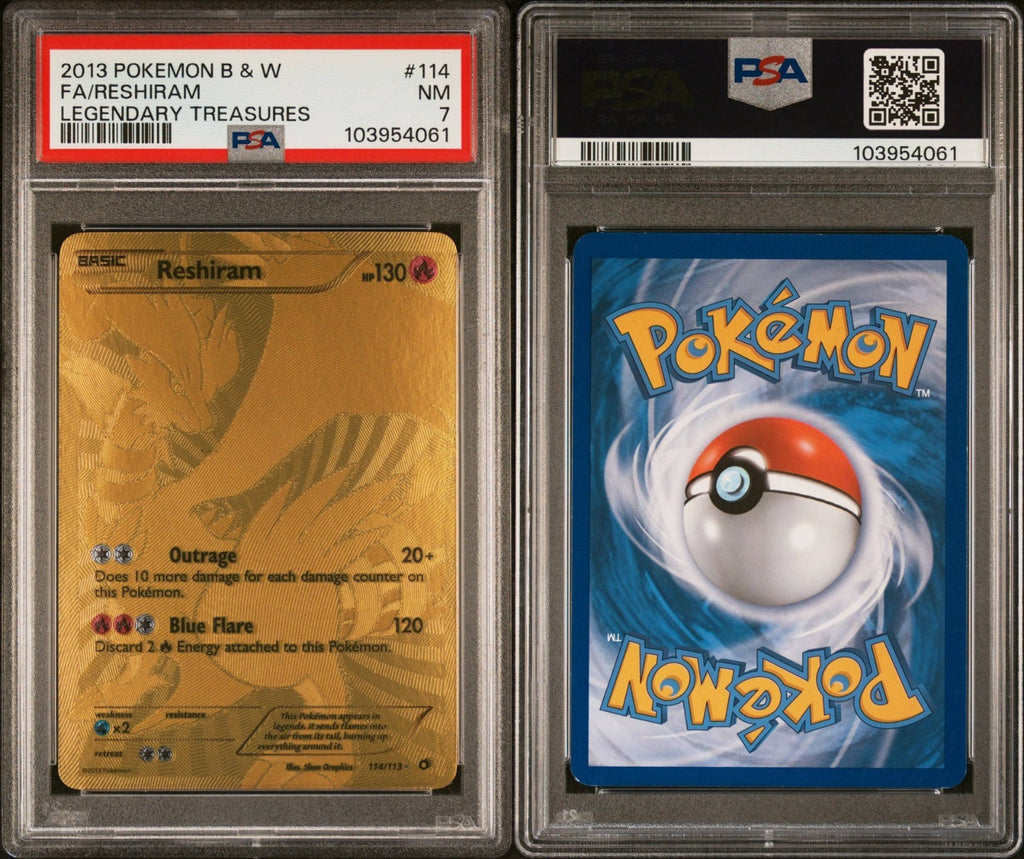 Pokemon Reshiram 114/113 PSA 7 NM BW Legendary Treasures Gold Full Art 2013
