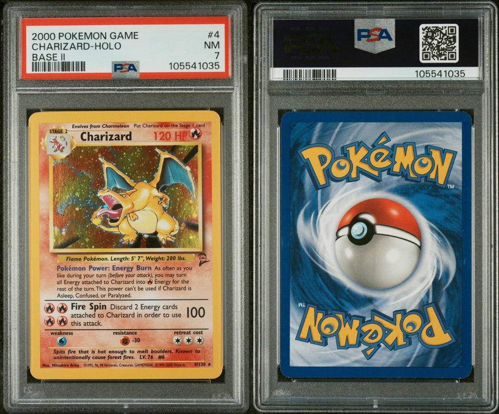 Pokemon Charizard 4/130 PSA 7 NM Base Set 2 Holo Rare 2000 WOTC