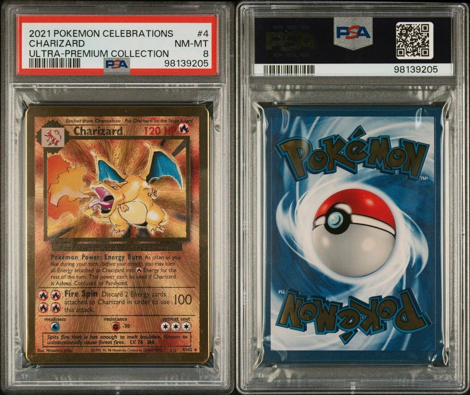 Pokemon Charizard No. 004 PSA 8 NM-MT English Celebrations UPC Metal Gold Card